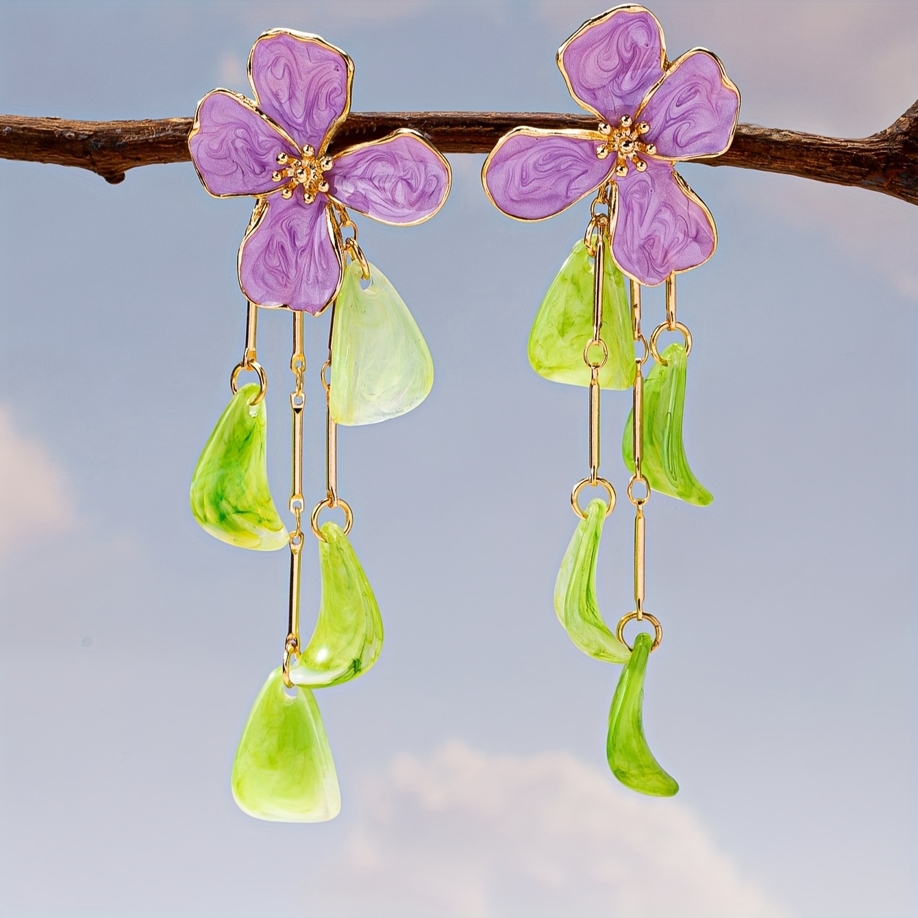 E-shop Elegante, leuchtende, luxuriöse Damen-Ohrringe mit kleinen Blumenmotiven für den Sommer