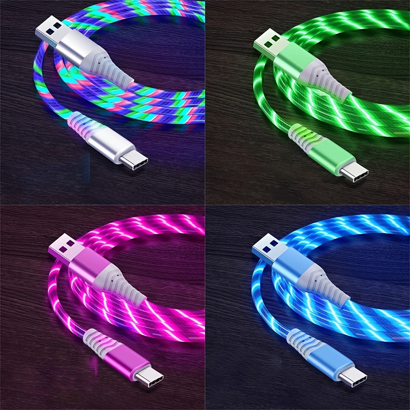 

Usb Type-c Charging Cable, Glowing Light-up Data Sync Cord, Usb Powered, Low Voltage ≤36v, No Battery Needed