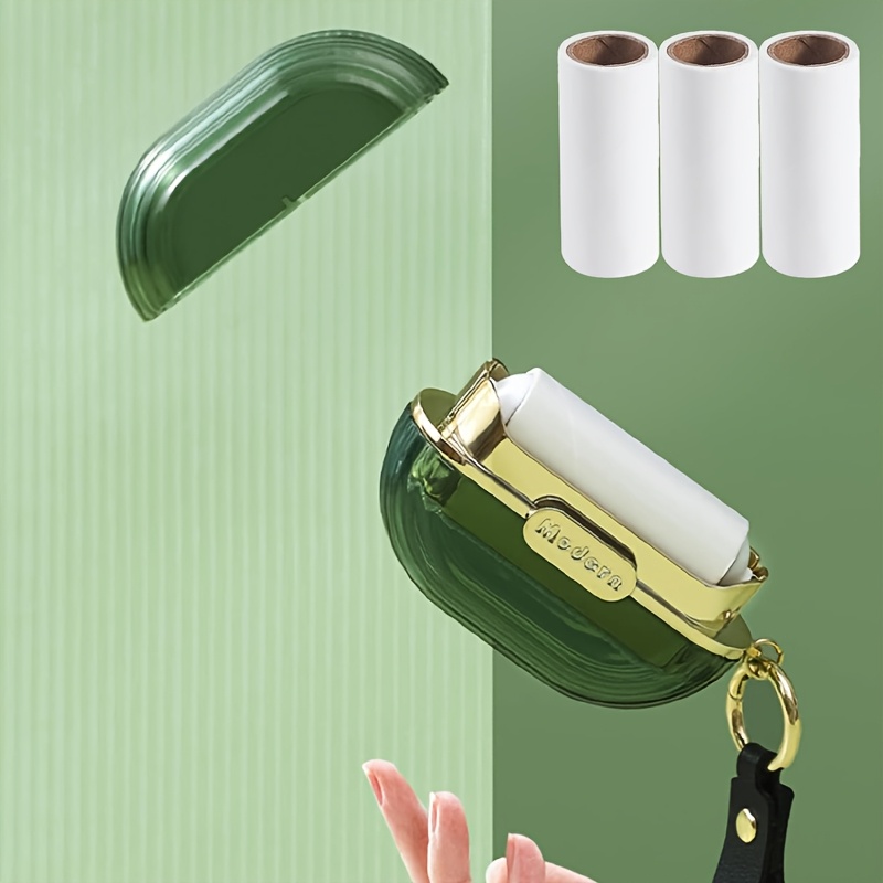 TEMU 4pcs Sticky Lint Roller And Replacement 3 Rolls Set, Double-sided Travel Portable Lint Roller With Hand Strap, Reusable Cat Pet Hair Remover,