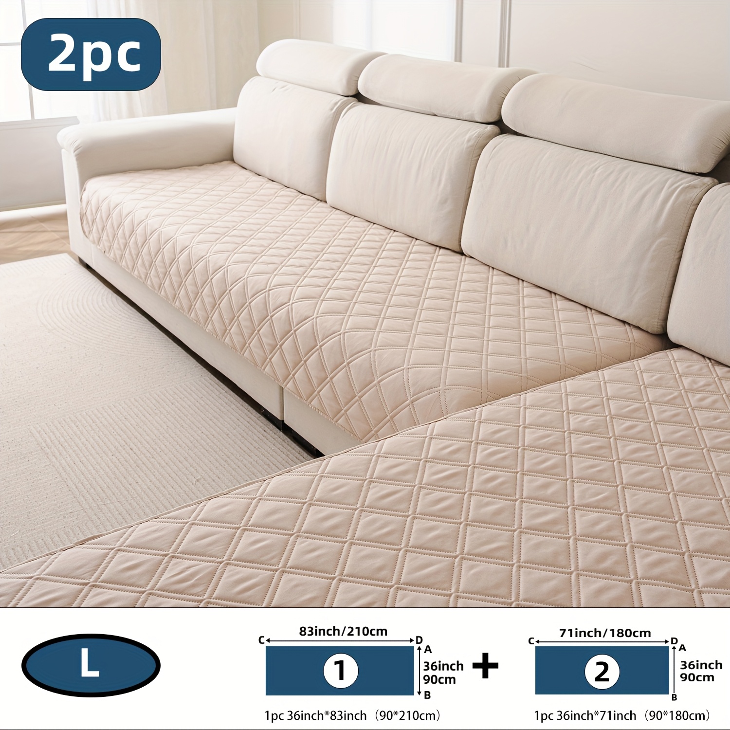 TEMU 2pcs Technology Technology Embossed High-quality Wear-resistant And Durable Sofa Cushion Cover - Pet Friendly, Universal High Quality And Anti