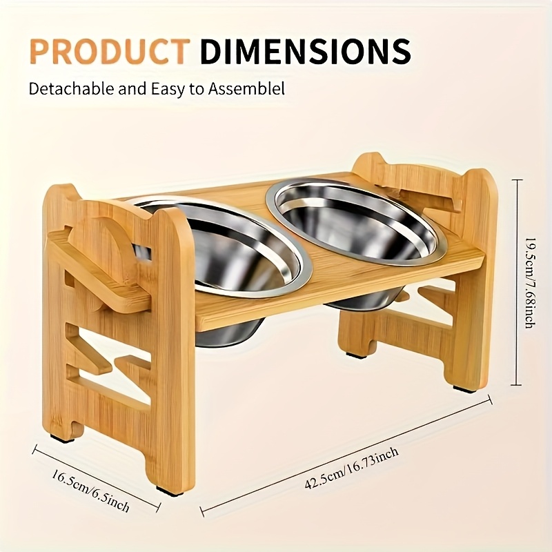 adjustable height wooden dog bowl stand 2 bowls ergonomic - Temu Mauritius