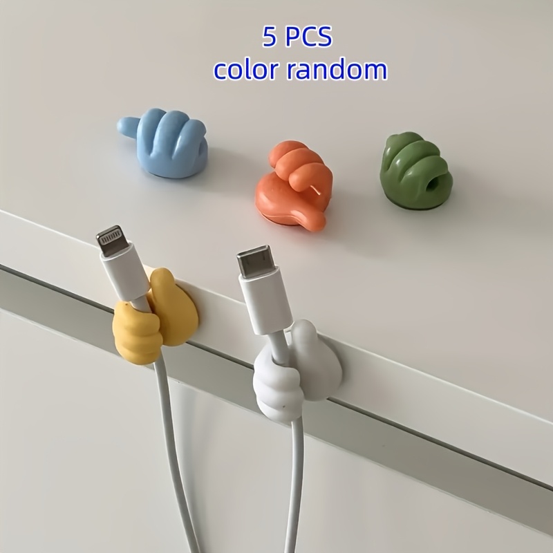 5-Pcs / 9-Pcs Thumb-Shaped Organizers, Random Colors, Lightweight Desktop Cable Management Clips, No-Drill Adhesive Hooks, Ideal for Desktop Organization, Home Storage, Perfect for Kitchen Appliances and Bedroom Accessories