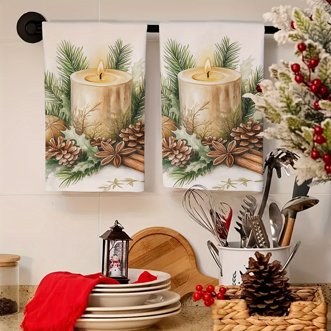 

2pcs Christmas Kitchen Towels - , Absorbent & -dry Dishcloths - For Decor, Christmas Decor