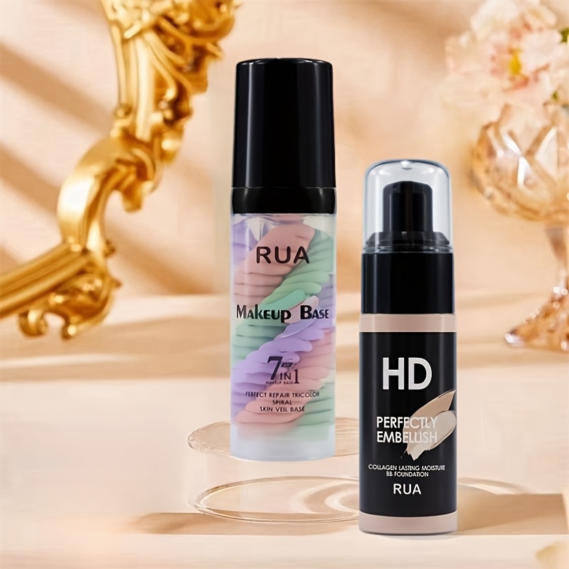 [Makeup Sets] Two in one Makeup Sets | Three Color Primer + Liquid Foundation, Matte Velvet Waterproof Foundation | Long-lasting Portable Makeup for Beginners