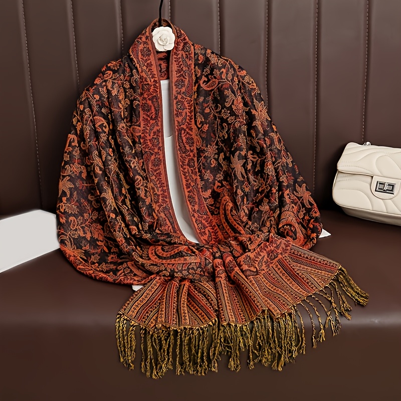E-shop Boho-Tassel-Paisley-Muster Schal mit Pashmina-, Stilvoller, Langer Schal für Damen in Accessoires für Frauen
