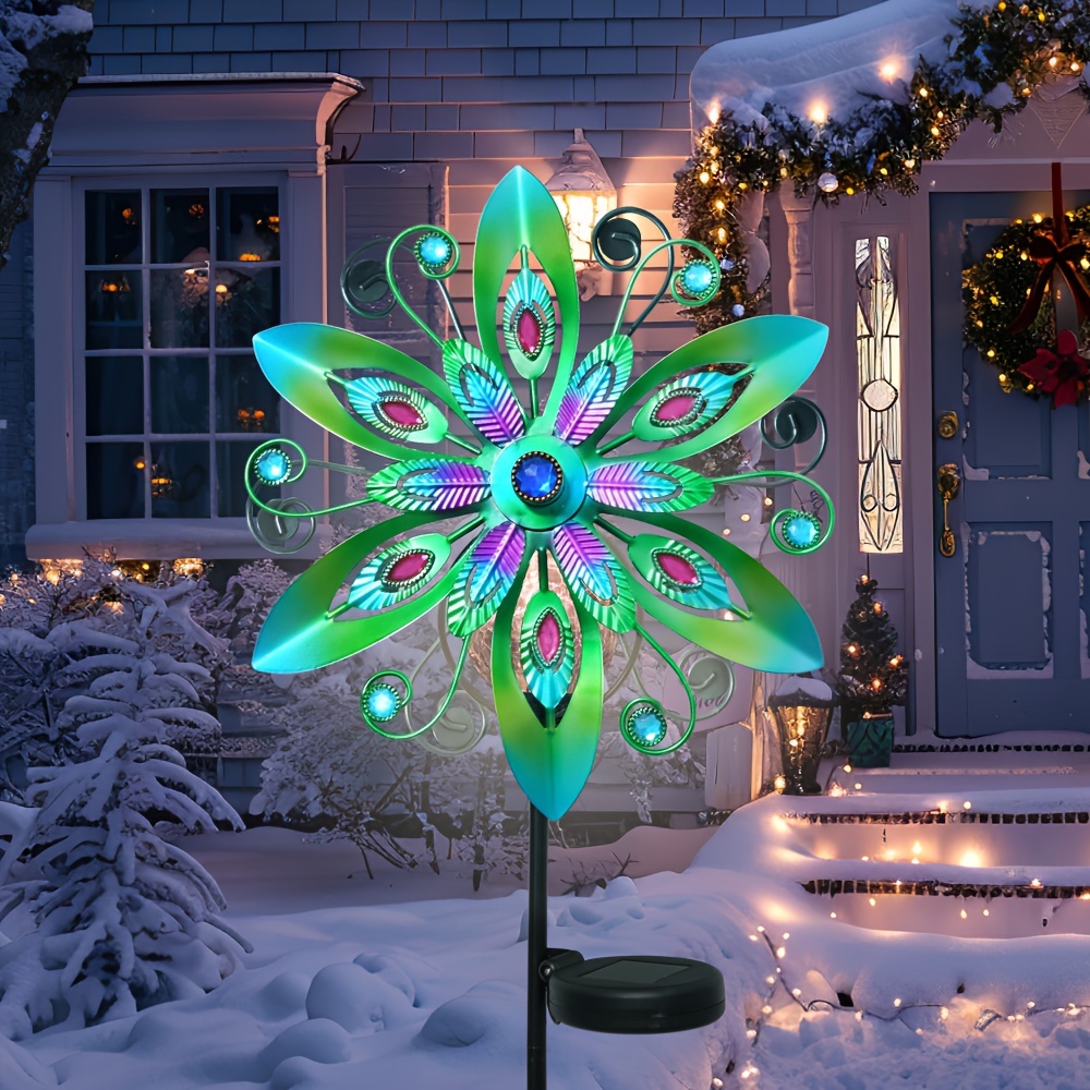 

1pc Solar Wind For Yard And Garden, 49in Led Wind Spinner Garden Decor, Waterproof Decorations, Outdoor Metal Stake Yard For Yard Garden Backyard Lawn Decorations