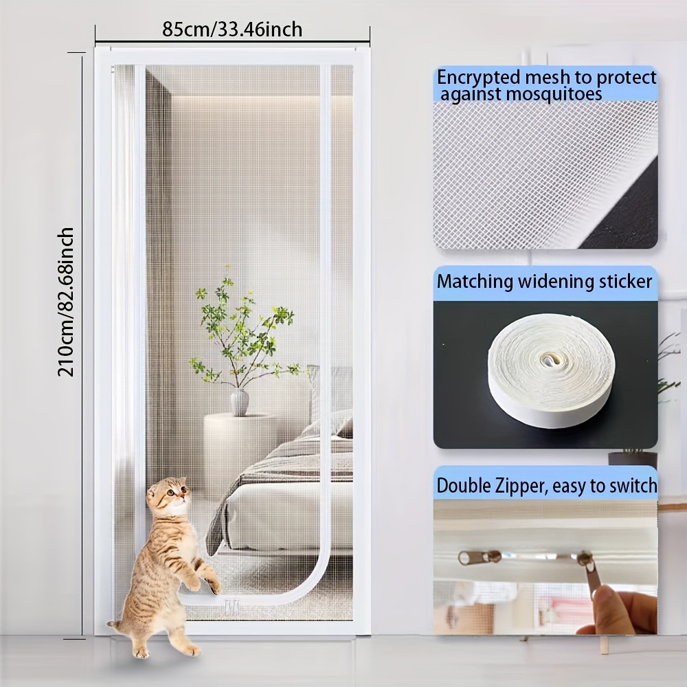 pet proof mesh screen door curtain zipper anti mosquito cat Temu