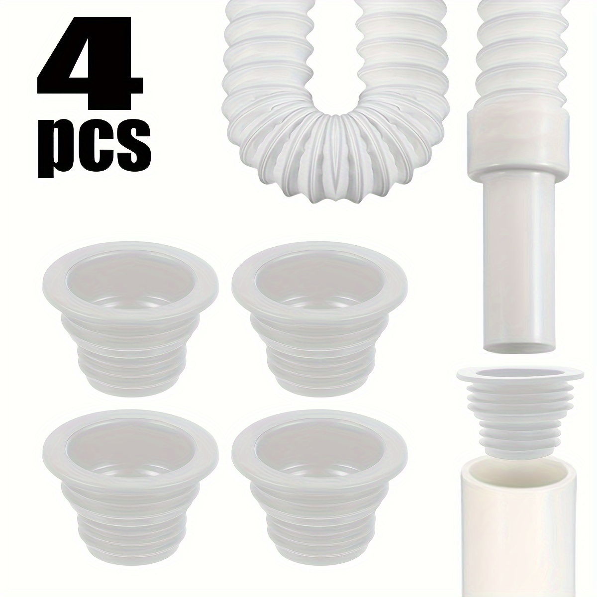 4pcs Drain Tube Hose Seal Deodorant Plug Sealing Plug Sewer Seal Ring Washing Machine For Bathroom Kitchen Cleaning Tools