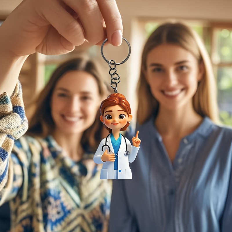 

Cute Female Doctor Stethoscope Keychain – Acrylic Medical Charm For Keys, Bags & Backpacks – Perfect Gift For Professionals