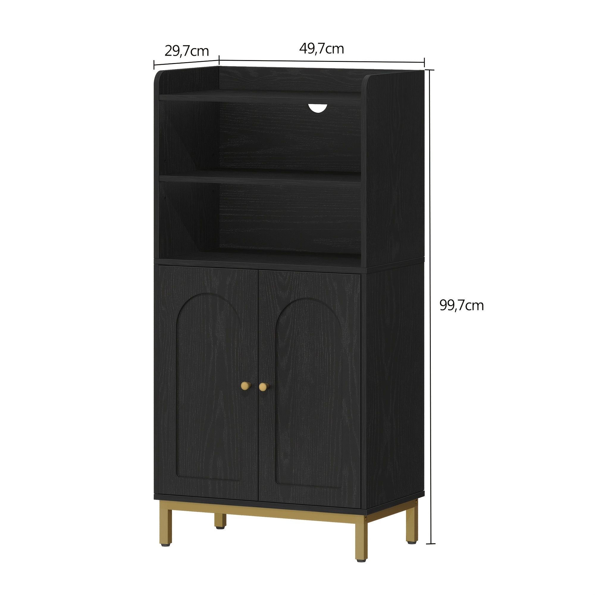 Image of Universal Kitchen & Bathroom Storage Cabinet: + Double Open Shelves, 2 Adjustable Layers, Independent Bathroom Storage Cabinet