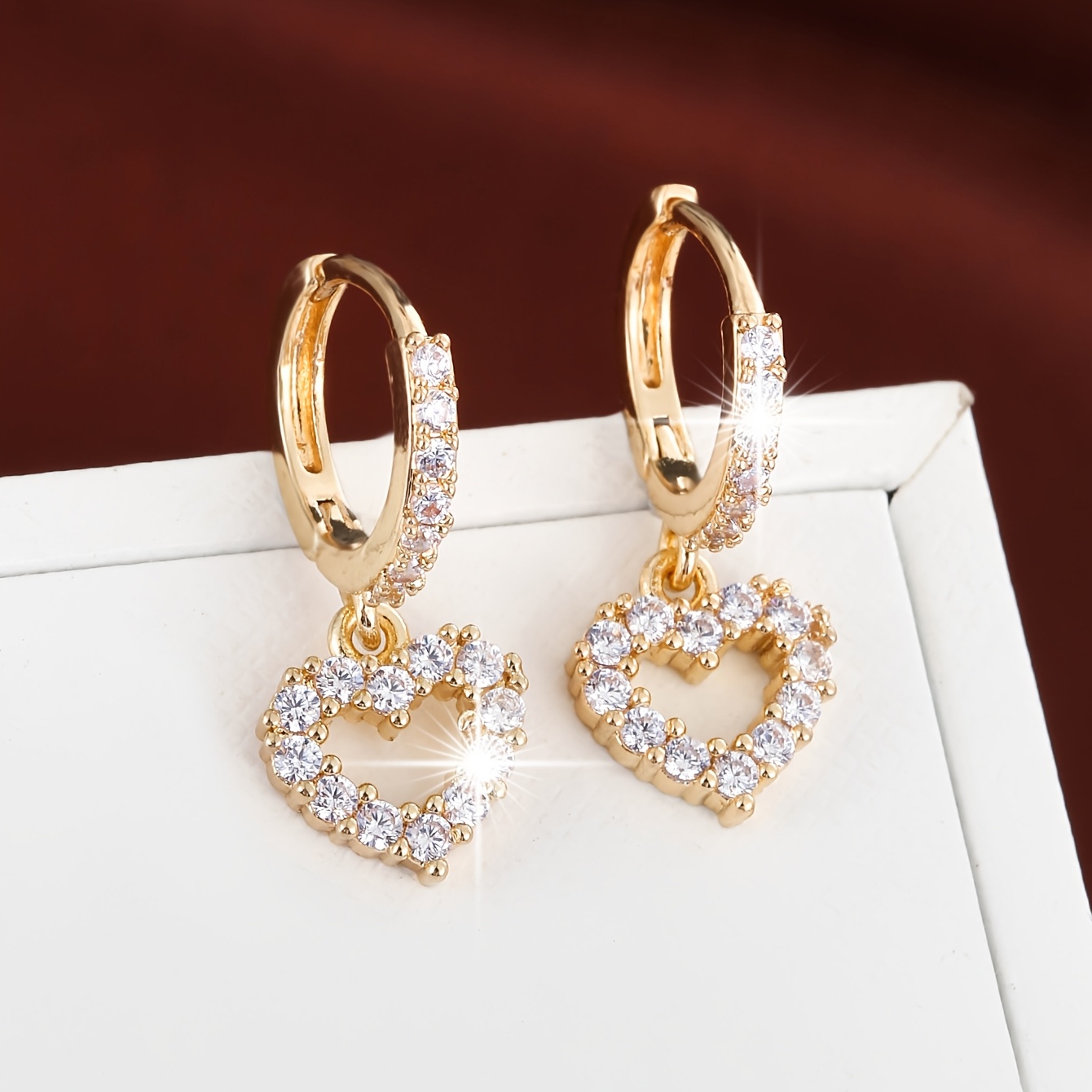 TEMU 1 Pair Earrings, Korean Trendy Heart Pendant Cute Women' Versatile Ear Jewelry