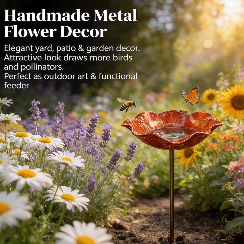 3 2pcs 5 9 inch wrought iron garden decoration outdoor bird and bee watering station to the most intimate gift for gardening enthusiasts bird details 4