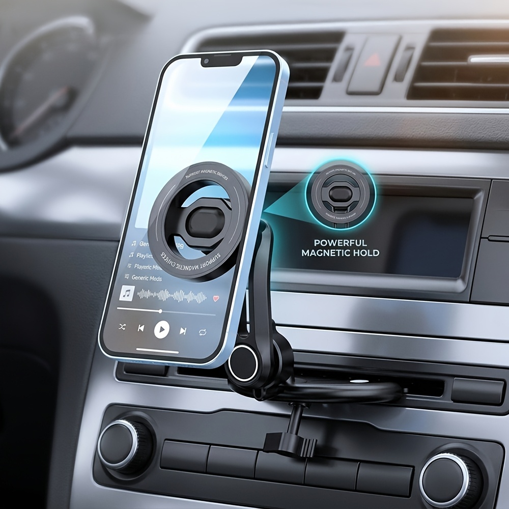 TEMU Support de téléphone pour voiture à emplacement CD, support magnétique pour téléphone de voiture, support universel pour téléphone portable avec