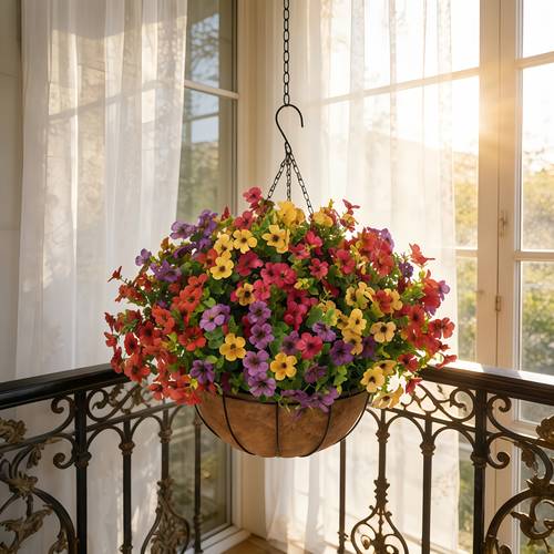 cesta colgante de flores artificiales vibrantes - y de , decoración de plástico resistente a para interiores/exteriores, adecuada para , , puerta de entrada - no necesita energía, instalación, decoración navideña (navidad, halloween)