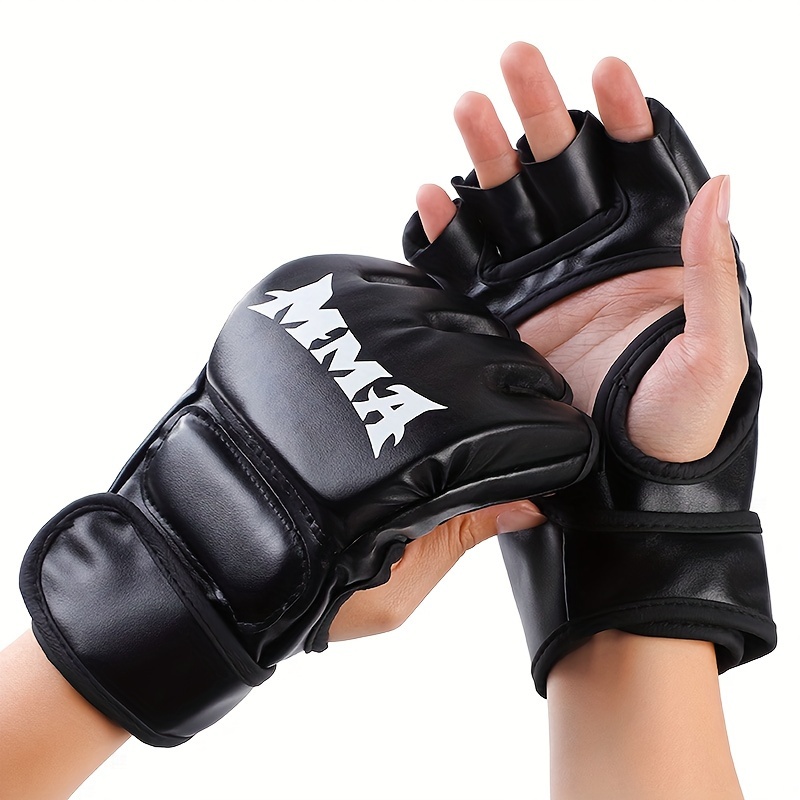 TEMU 1 Adult Half-finger Mma Gloves & Closure - Durable Pu Material, Available In /red/