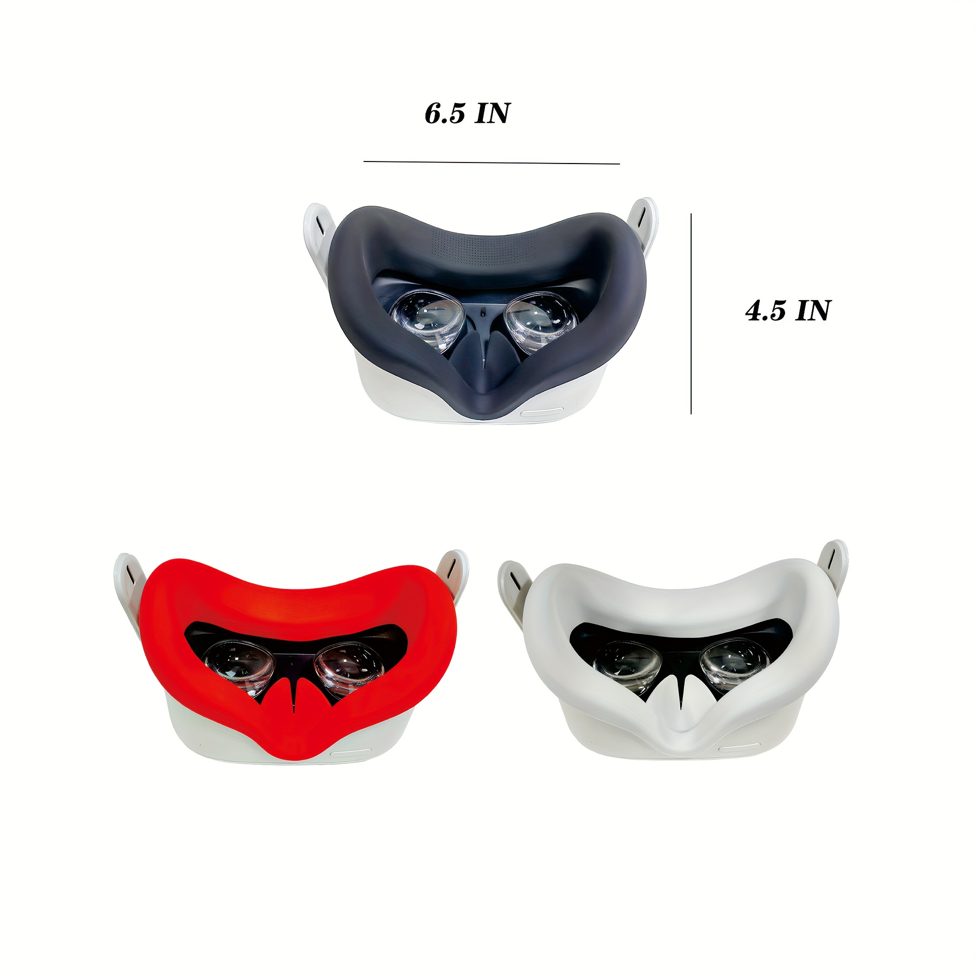 TEMU 3pcs Vr Silicone Face Pad Replacement For /oculus Quest Cushion Cover Sweatproof Lightproof Vr Additions(black Red Gray)