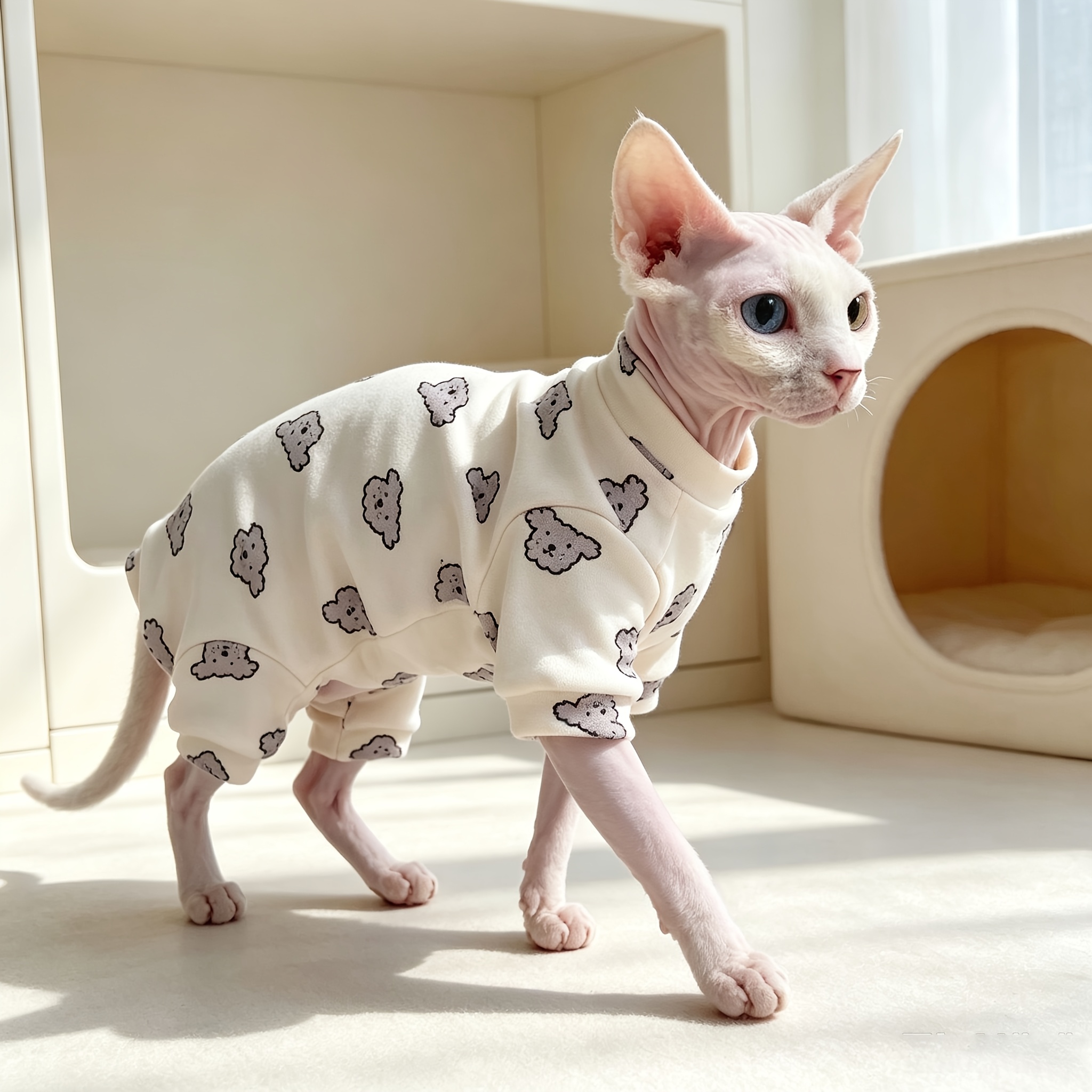TEMU Ropa antidesprendimiento de patas para gatos, atuendos elásticos de patas para Sphynx, Rex y similares