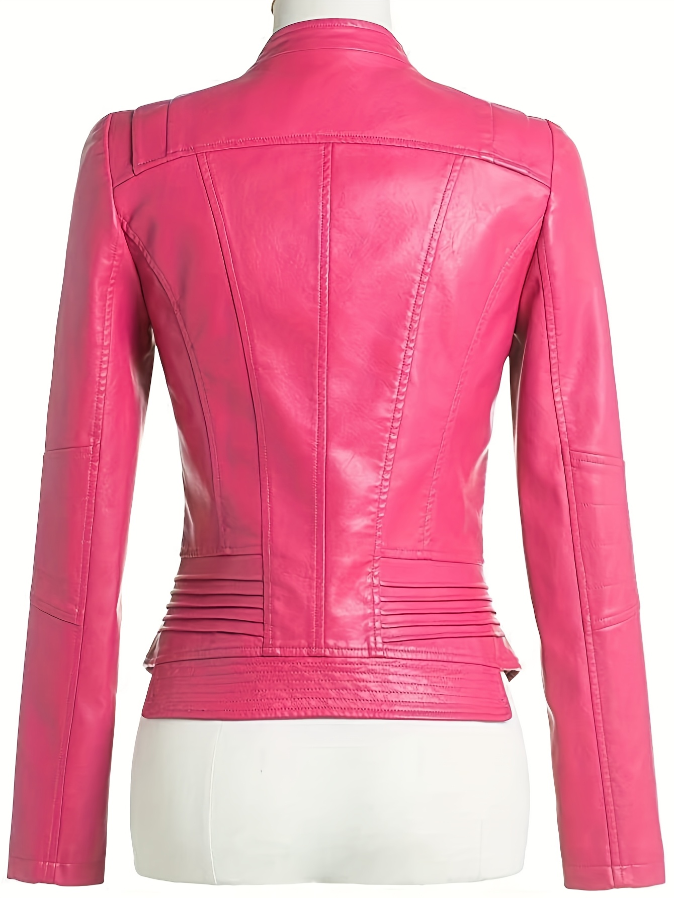 Women's PU Leather Jacket Motorcycle Coat Long Sleeve Vintage Style for Autumn