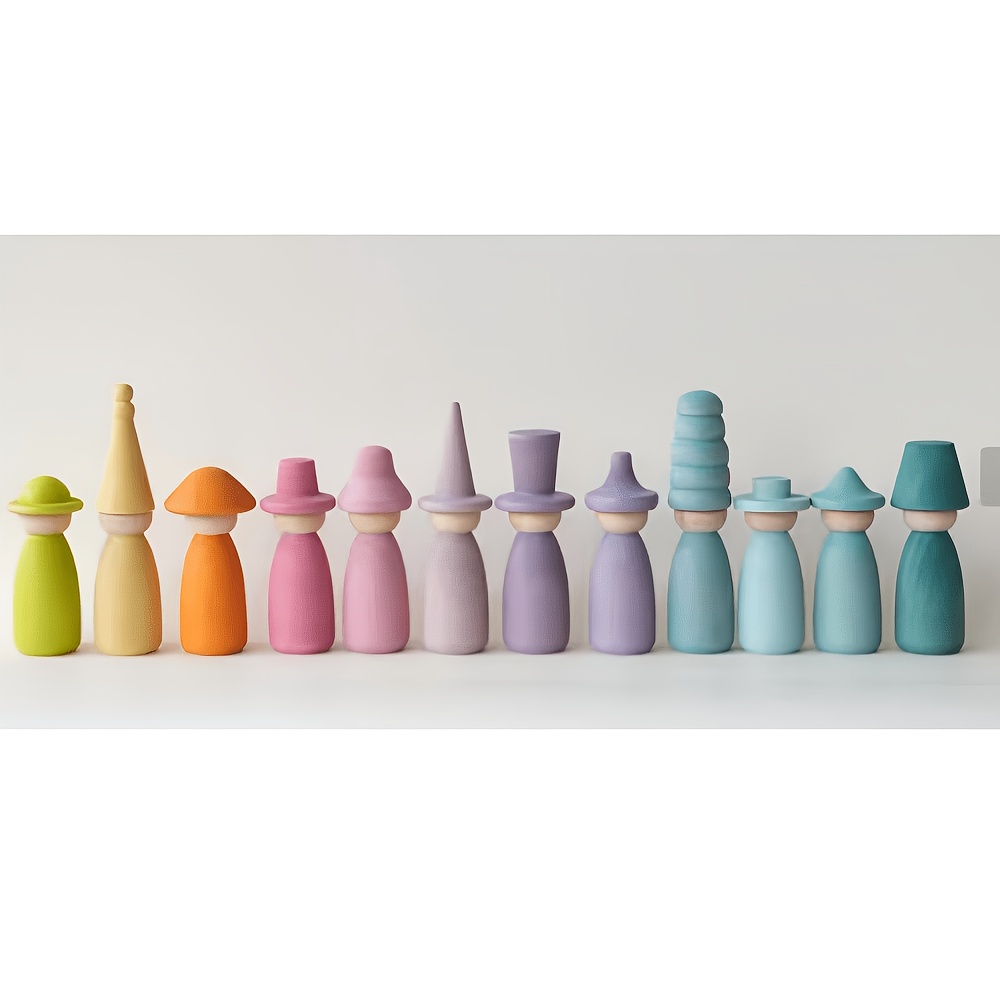 12pcs Colored Changeable Hat Dolls for Pretend Play
