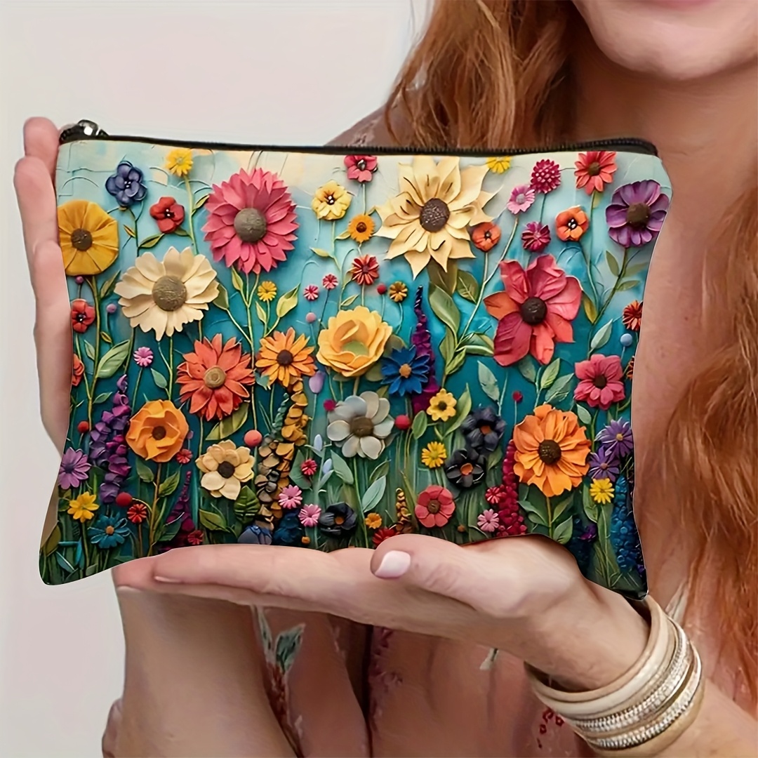 

Chic Floral Makeup Bag For Women - & Portable Cosmetic Pouch, Ideal For Travel, Vacation, Business, Fitness &