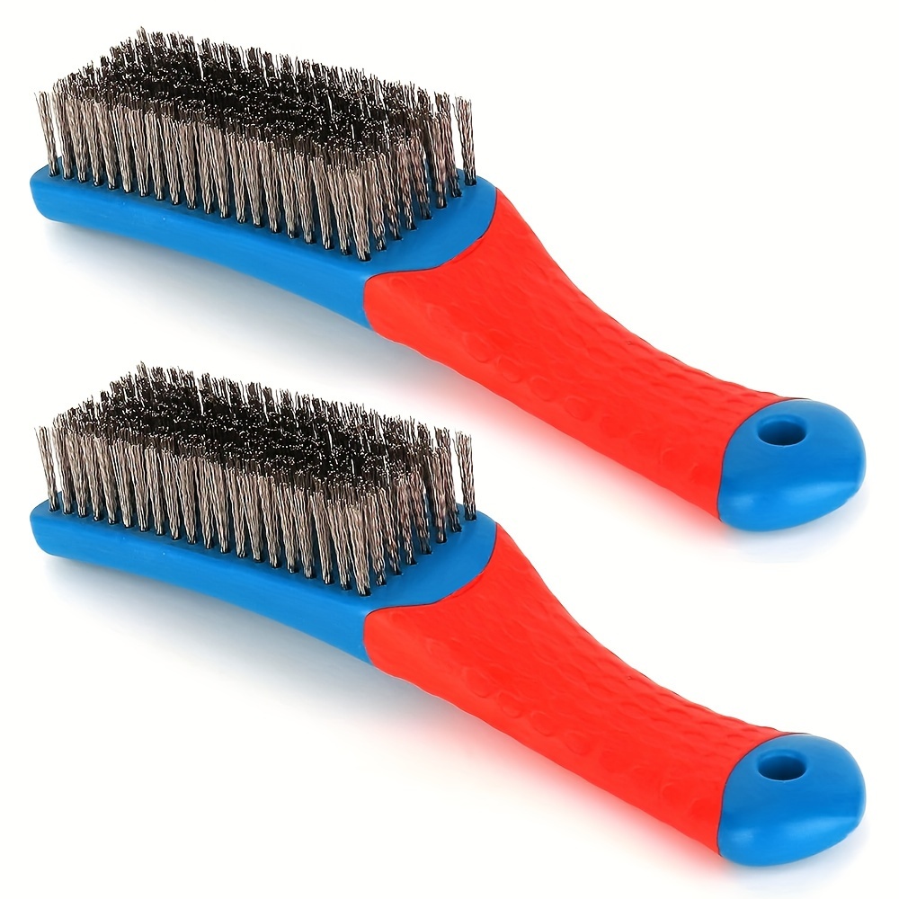 

Wire Brush Duty Stainless Bristles With Plastic Handle Grip For Rust, Wielding Slag, Dirt & Paint Scrubbing With Deep Cleaning