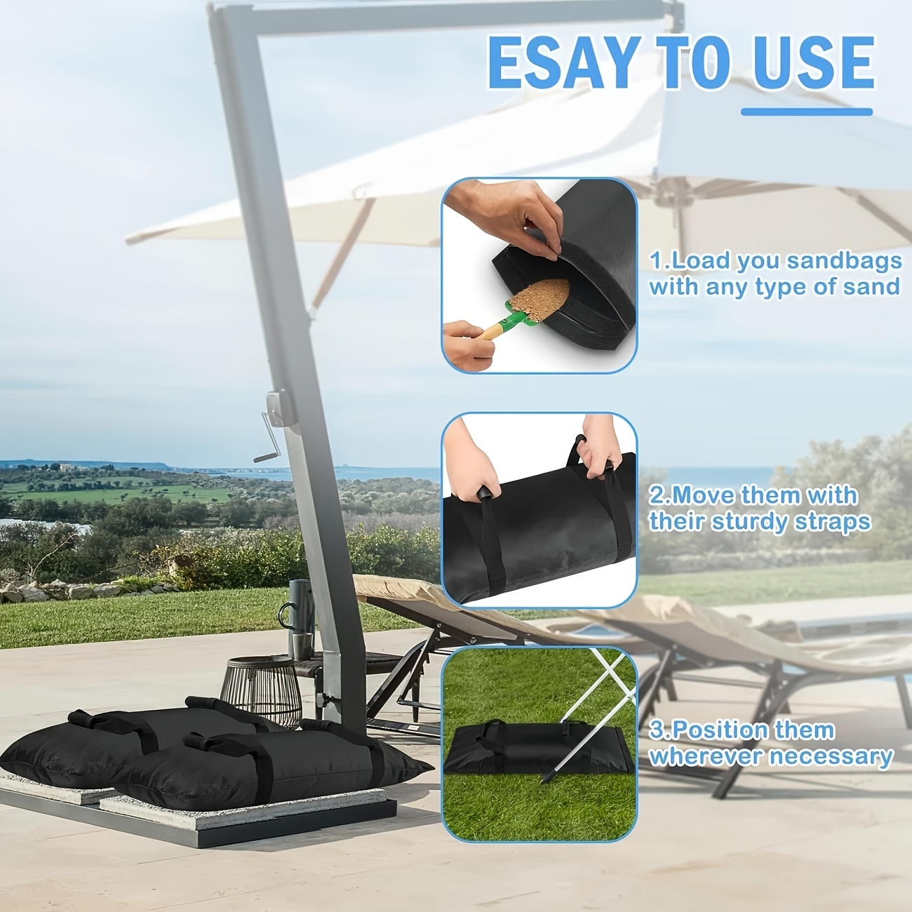 two extra large umbrella base weights sandbags fillable straight sandbags for hanging patio umbrellas trampolines outdoor garden furniture