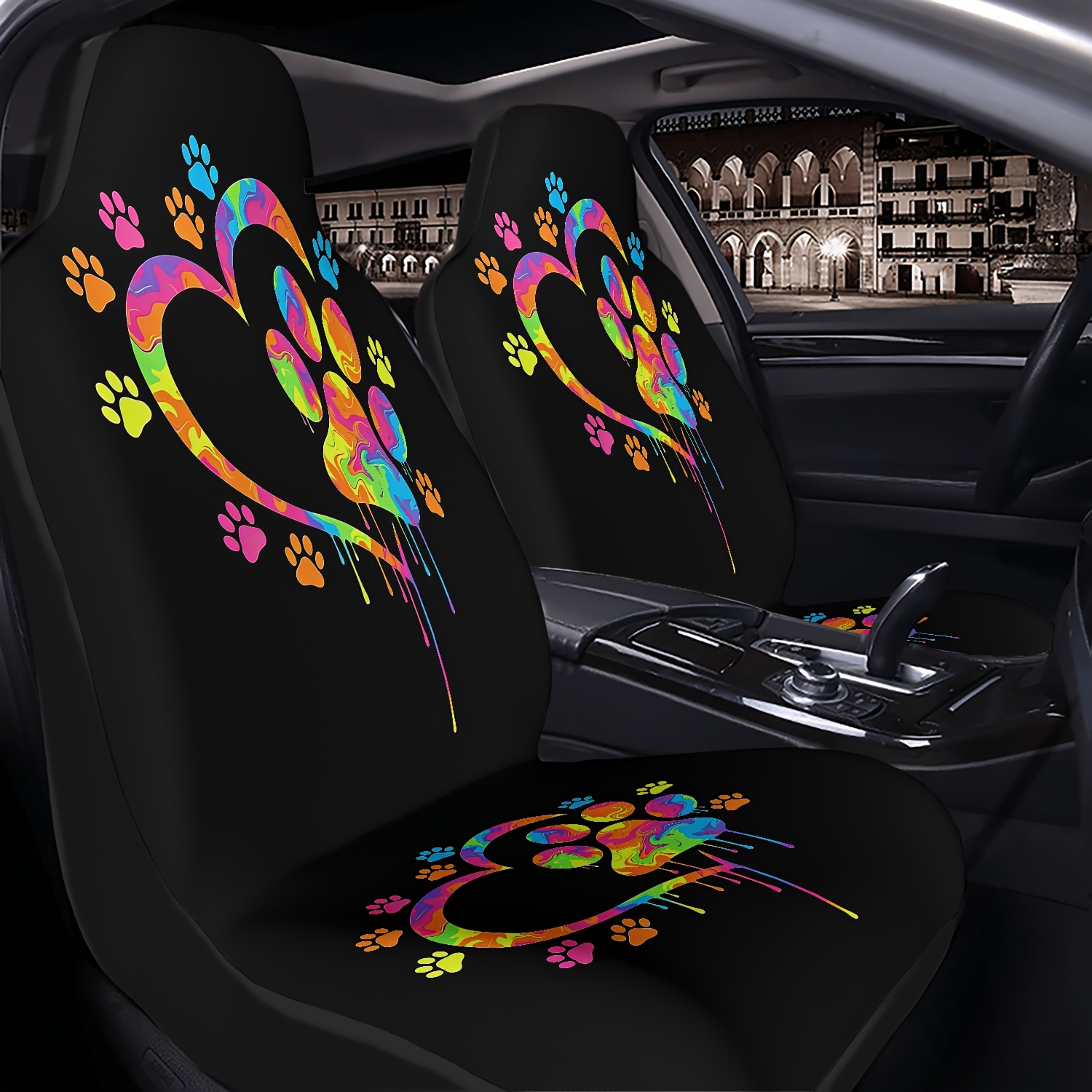 TEMU 1pc Car Seat Protector, -shaped Paw Print Pattern Car Seat Cover, And Clean, Wear-resistant, Universal Seat Protector For Sedan, Pickup Truck,