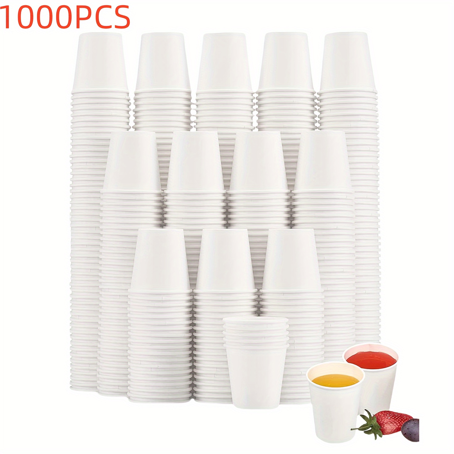 Image of 1000pcs 3oz 85.0g Paper Cups, White Disposable Bathroom Cups, Mini Paper Cups Used As Snack Cups For Parties, Picnics, Barbecues, Travel