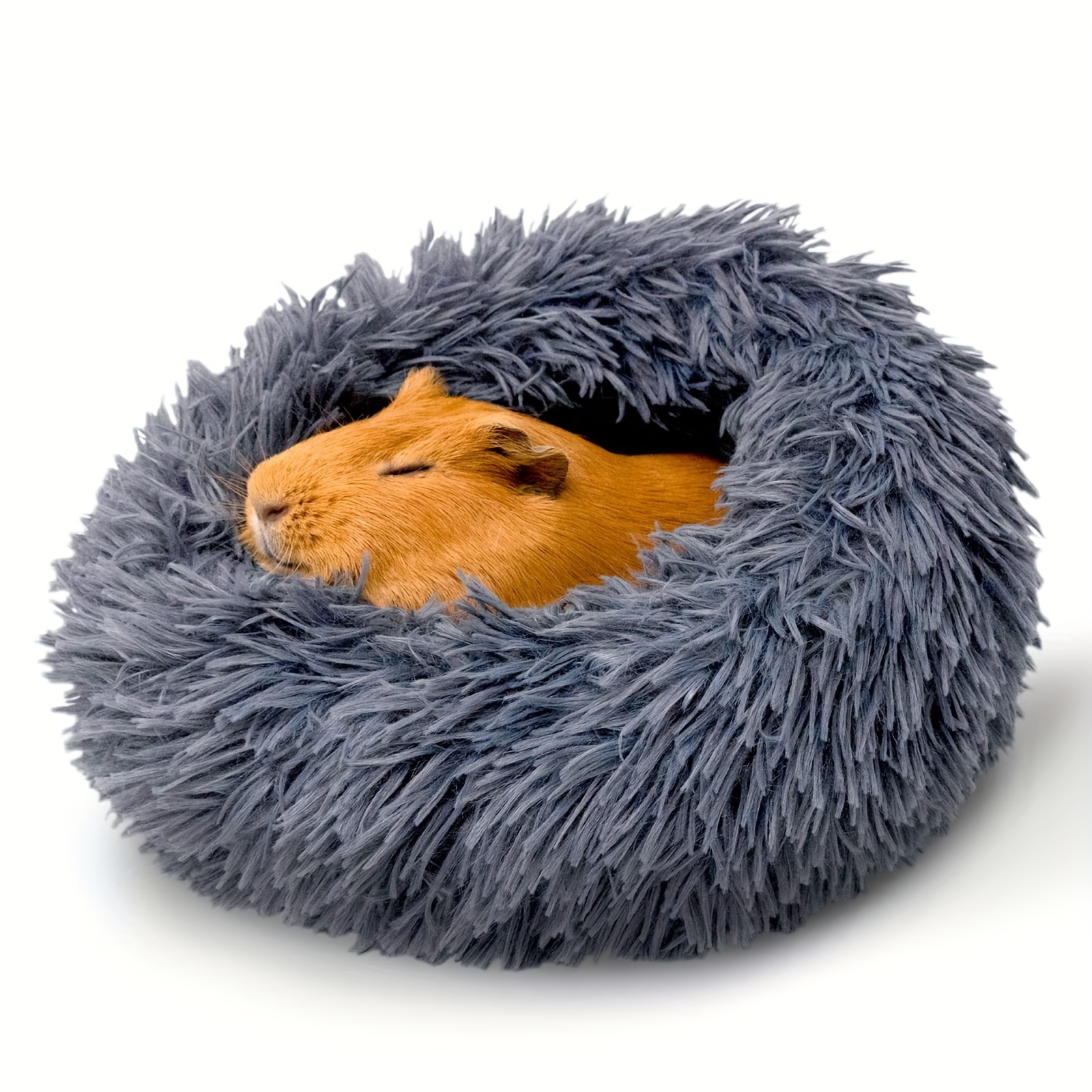 

1pc Plush Small Pet Nest - Cozy, Warm Hamster Sleeping Bed With Non-slip Bottom & Insulated Padding, Guinea Pigs & Small Animals, Round Light Blue Fluffy Design