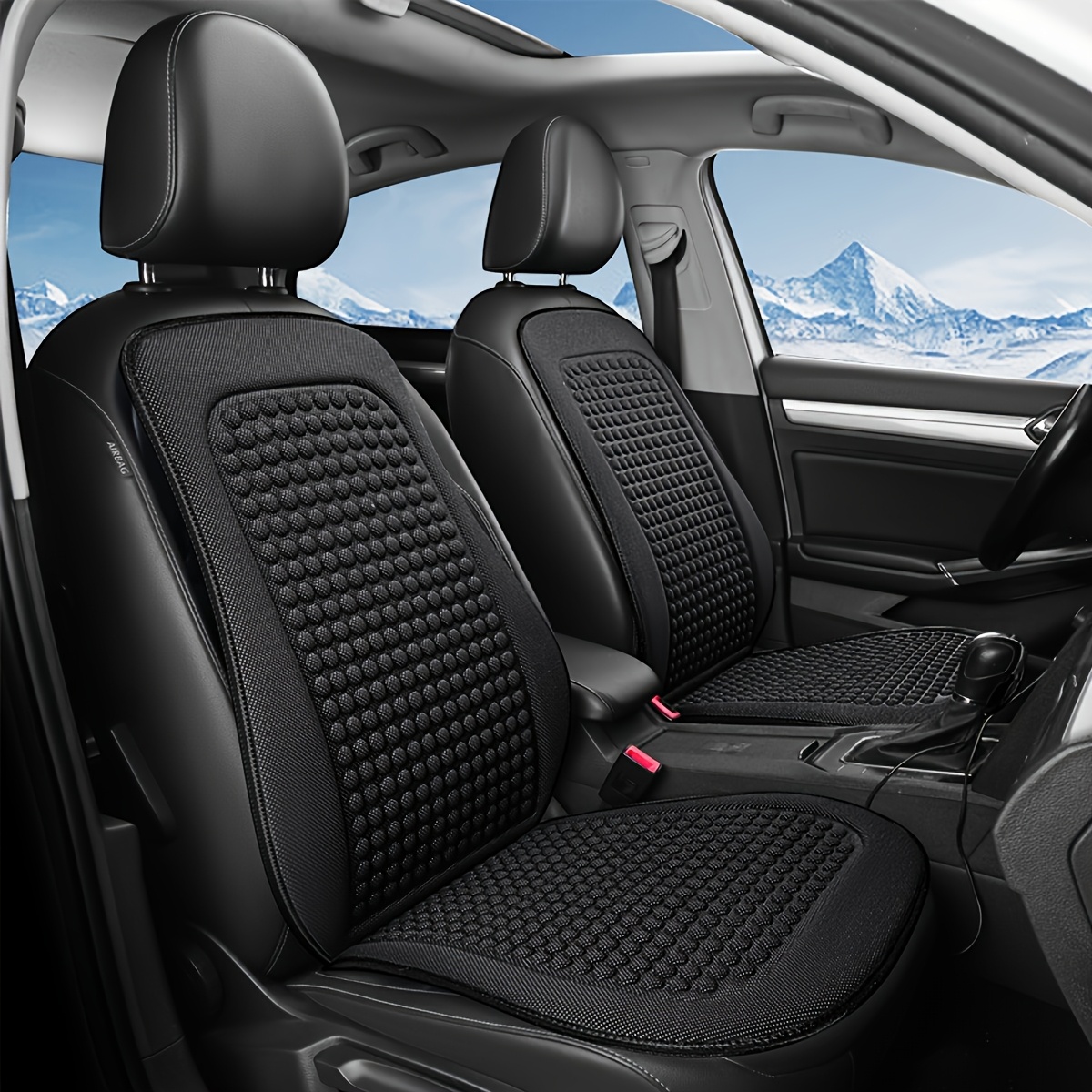 TEMU 1pc Md Cooling Gel Car Seat Cushion - Breathable Polyester Cover, Fit For Front Seats, , Portable & Lightweight Design For Cooling