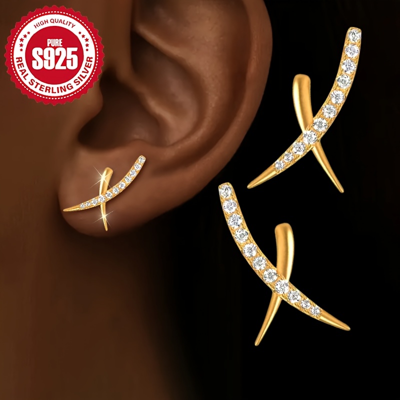 1 Pair S925 Stud Earrings, , Versatile For Daily Wear And Parties, Hypoallergenic Jewelry Gift For Women, Perfect For Mardi Gras Day, Accessory