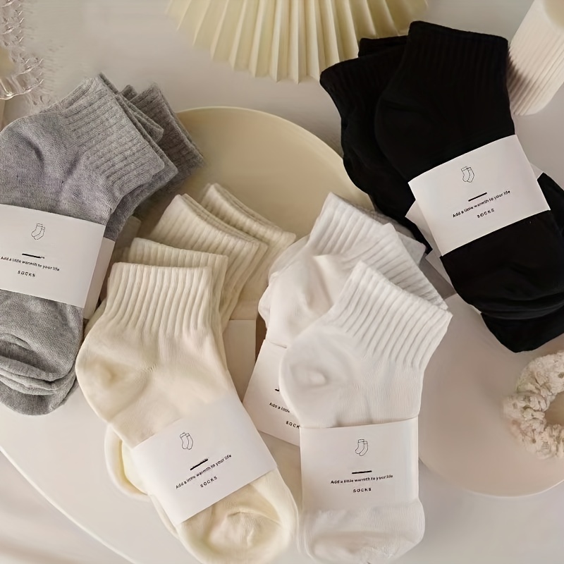 

4 Pairs Unisex Solid Socks, Comfy & Simple All-match Short Socks, Women's Stockings & Hosiery