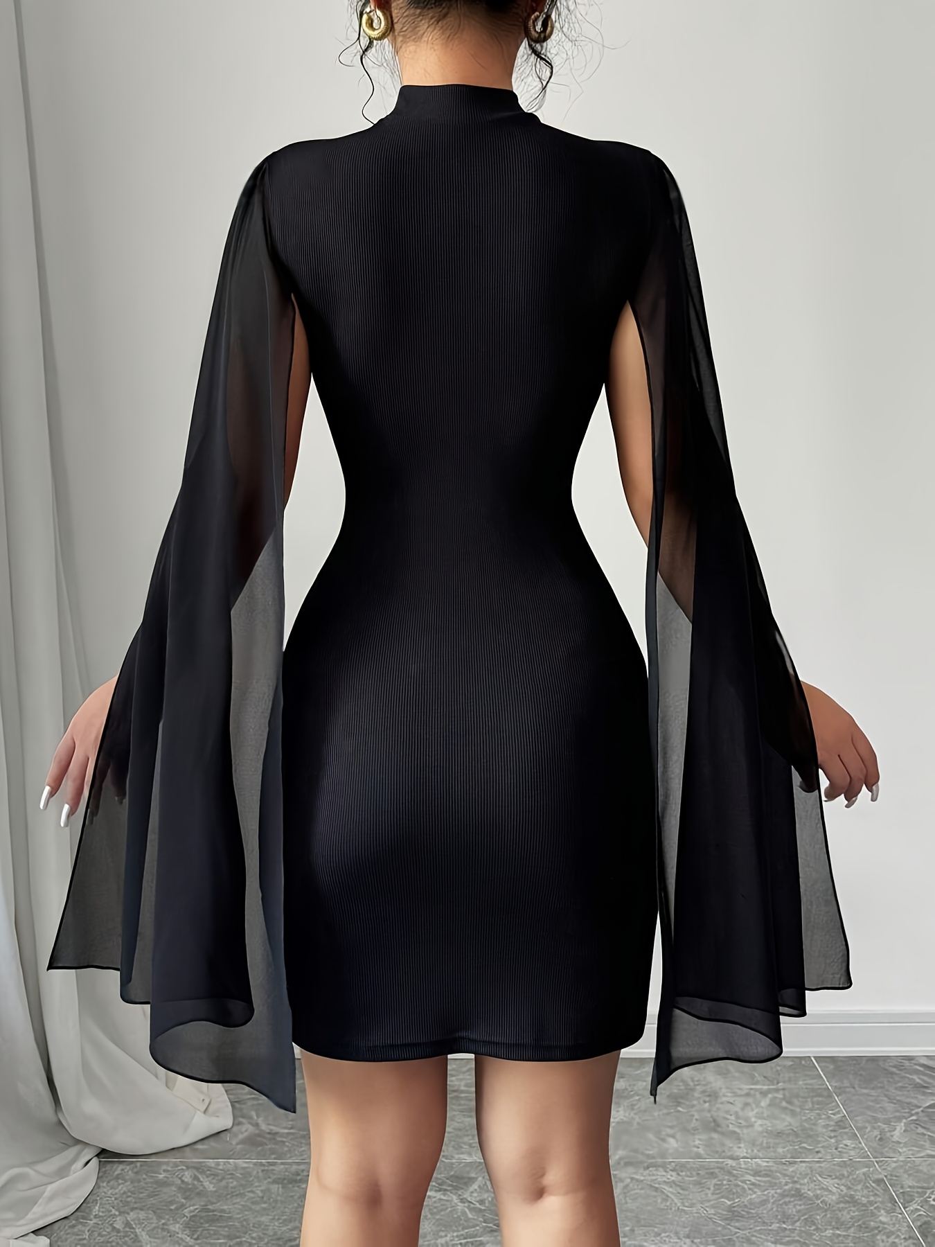 a fitted cape dress a solid color a chinese collar - Temu Oman