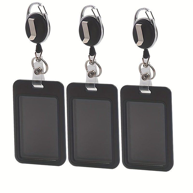 

5pcs/3pcs/1pc Black Clip With Retractable Lever - Ideal Choice For Student Id, Business Card, And Bank Card -4.33 X 2.76 Inches