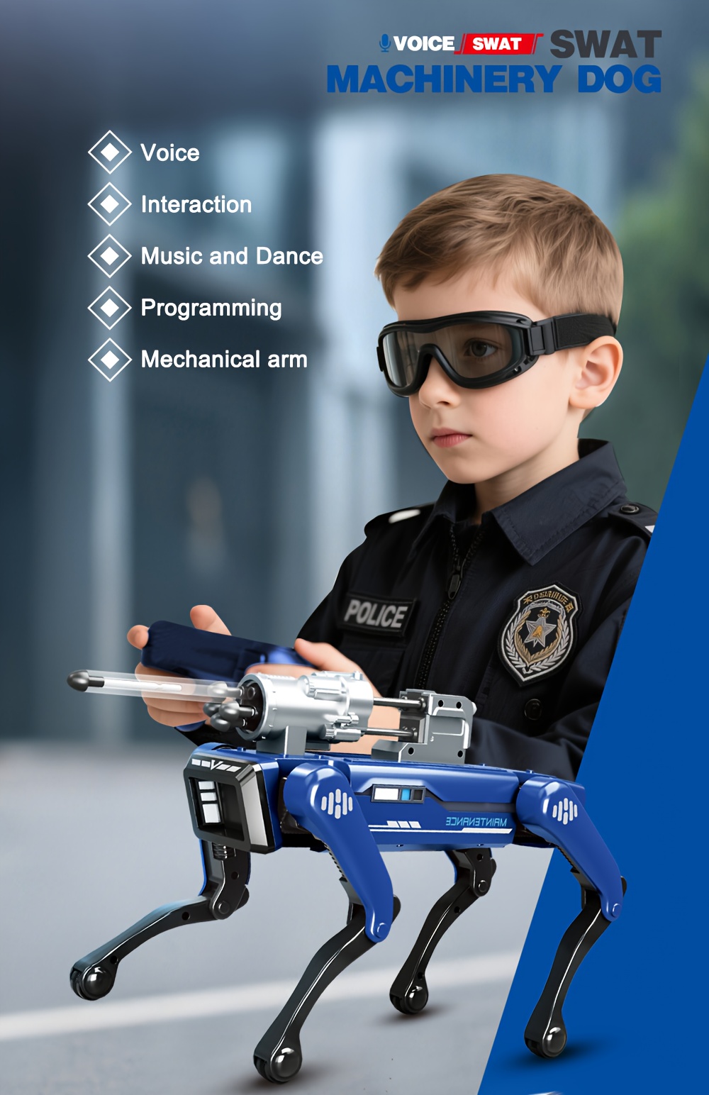 the intelligent robotic dog with a robotic arm is control easy interaction music launch function adults and children pet realistic robot puppy robot dog realistic robot dogs educational design robot smooth movement durable construction tech enthusiasts Product details 0
