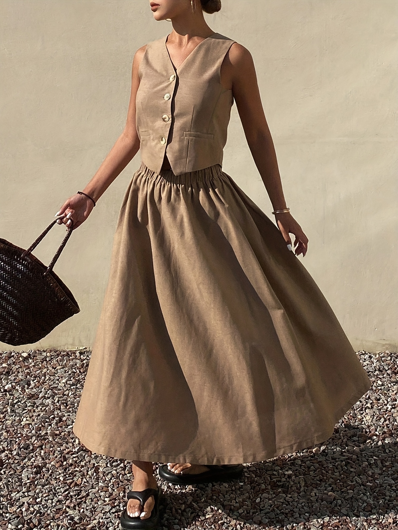 spring summer new elegant casual linen outfit commuter wear Temu