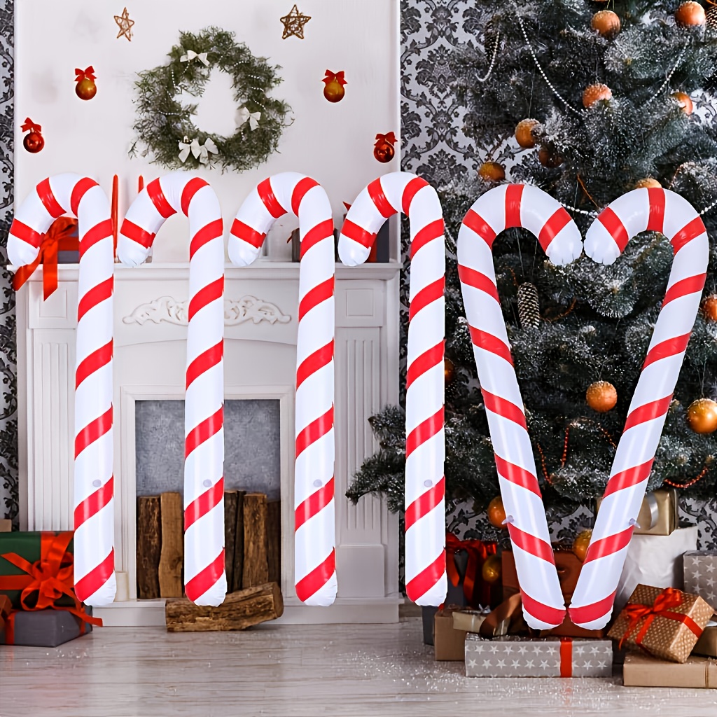 6pcs pvc giant inflatable candy cane decorations   white striped xmas party supplies seasonal display christmas celebration festive design durable inflatables lightweight decor xmas inflatables holiday   event planners