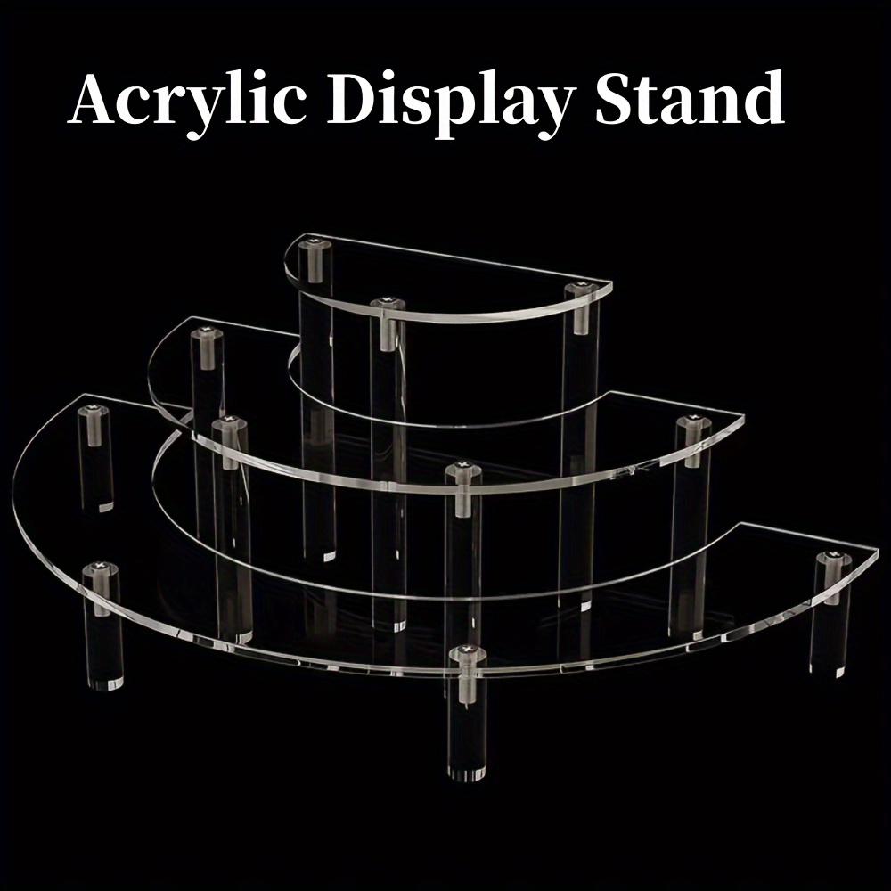 

1/2pcs 3-layer Acrylic Transparent Display Stand, Round Display Stand Suitable For Popular Figures, Transparent Acrylic Display Stand, Half-moon Shape For Display Or Storage