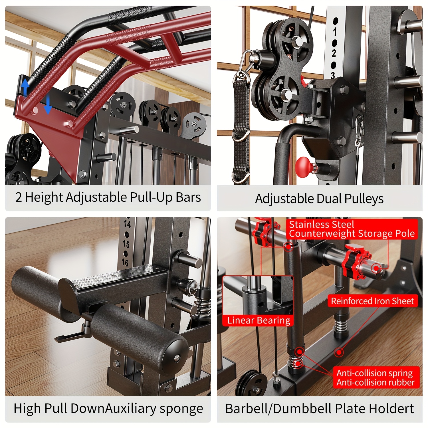 machine multi function squat rack   l05 with cable crossover system strength training equipment with   weight bench barbell weight set for home gym Product details 3