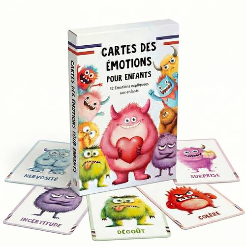 french early learning classroom supplies 32pcs of cards french with explanatory cute monster cartoon images suitable for school teaching etc