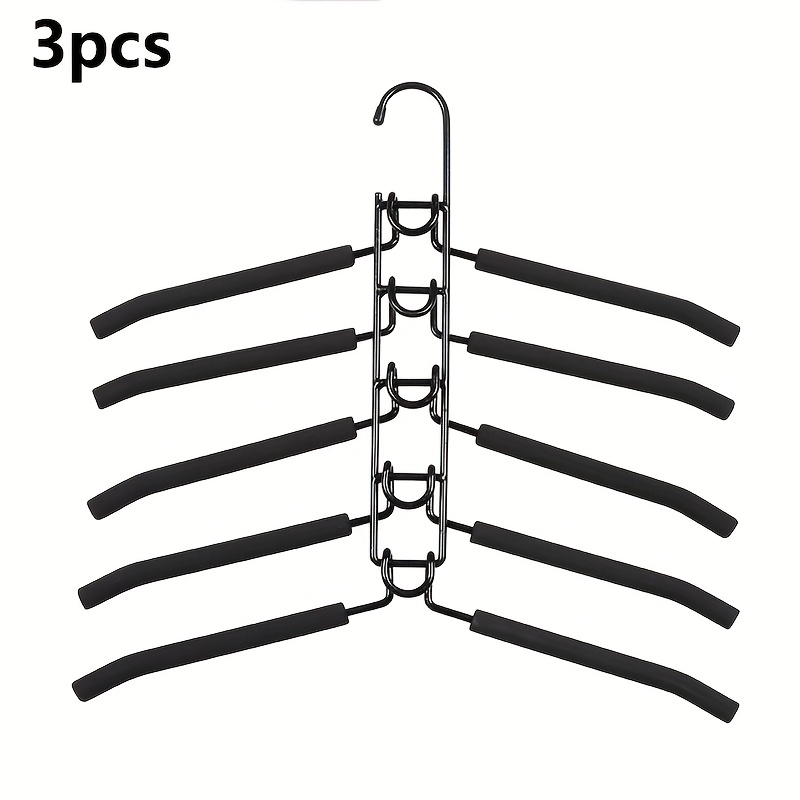 Image of 3pcs 5-tier Space- Shirt Hanger, Clothes Rack Space Saver, Non-slip Coat Hanger Wide Shoulder Multi-functional Adult Hangers For Home Use, Jacket Suit Blazer Sweater Dress Shirt Pants