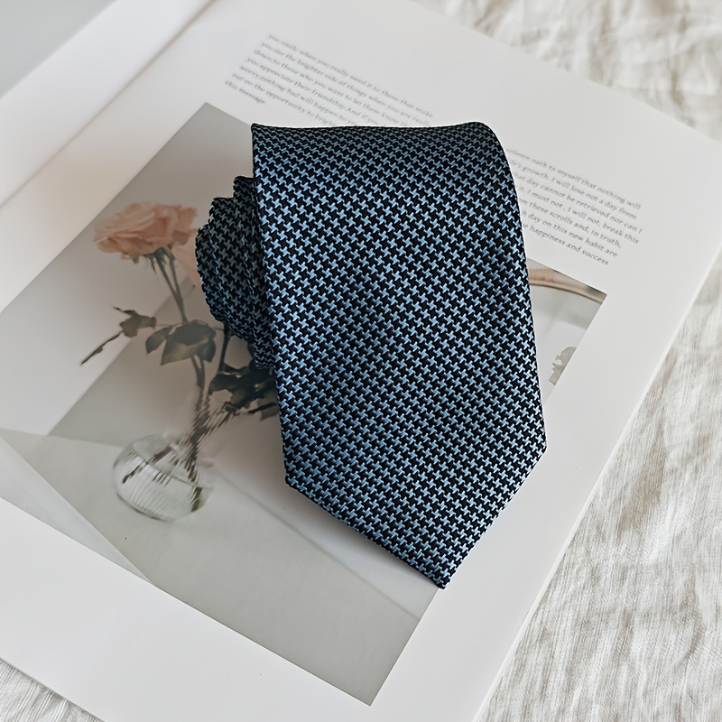 TEMU Elegant Light Gray-black Small Jacquard Handmade Tie For Business Banquets, Wedding , Office Formal Wear, And Formal Occasions