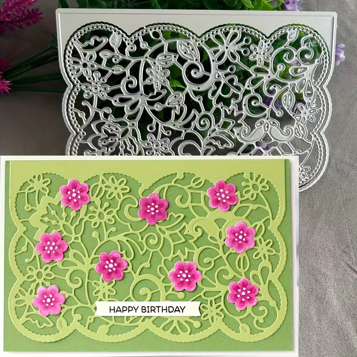 TEMU 1pc Flower Cards Metal Cutting Dies, Diy Scrapbooking Embossing Stencil, Handmade Greeting Card Decoration Die Cutting Tool, Gift Card Making