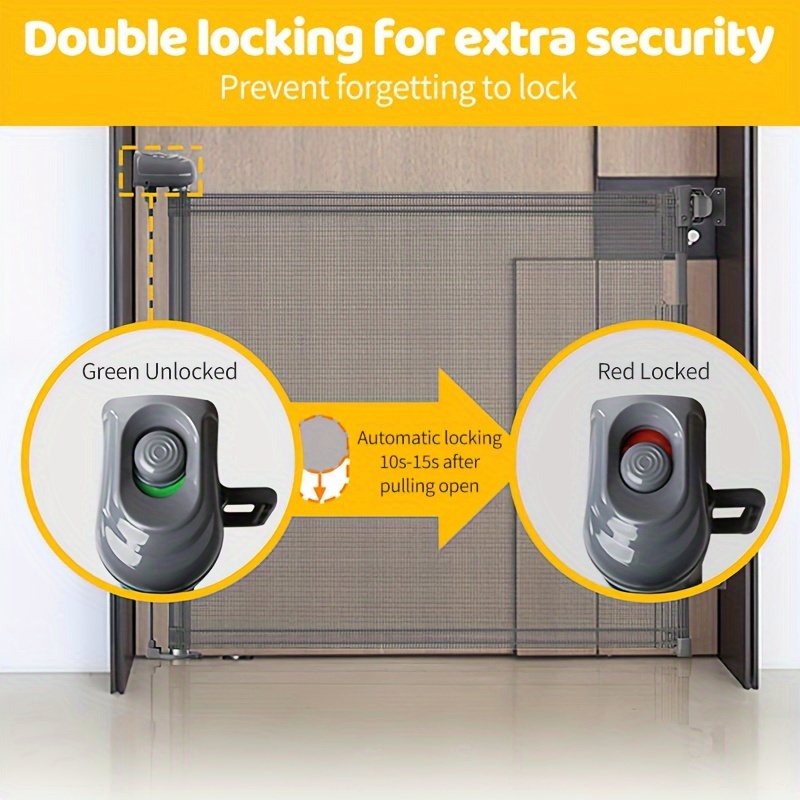 33 tall retractable safety gate automatic locking design   mesh material adjustable to 55 wide   doorways stairs   indoor outdoor child safety as halloween chrismas gift details 2