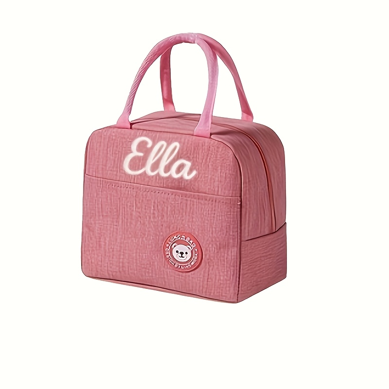 TEMU Customized Personalized Name Embroidered Lunch Bag - Portable, Large Capacity Lunch Bag With Pocket Storage, Durable Material, Suitable For