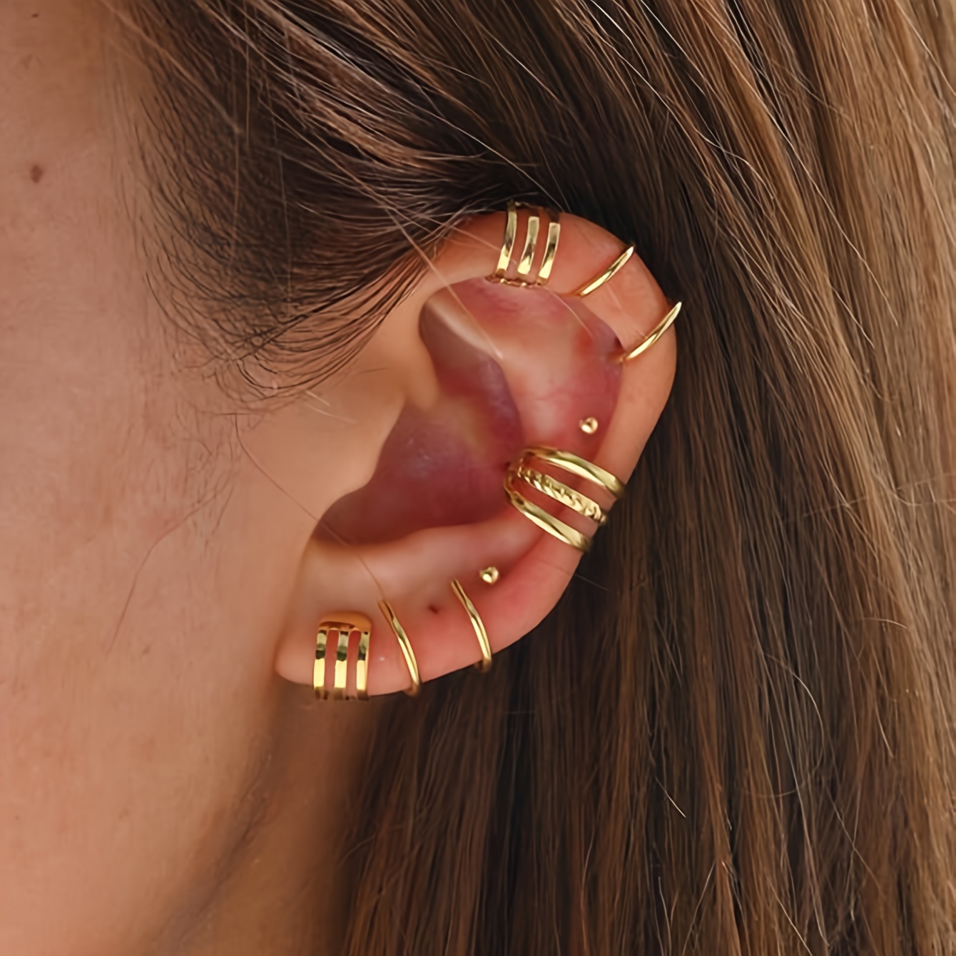 7pcs Layer Stackable Ear Cuff Set Women Alloy Daily Party Wear Ramadan Gift