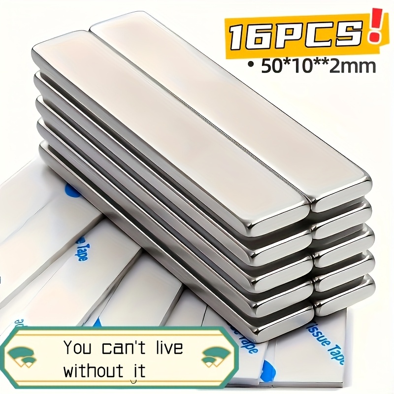 

A Set Of 16 Nd-fe-b Technology Magnets, Double-sided Tape Rectangular Magnets, Office And Home, Metal