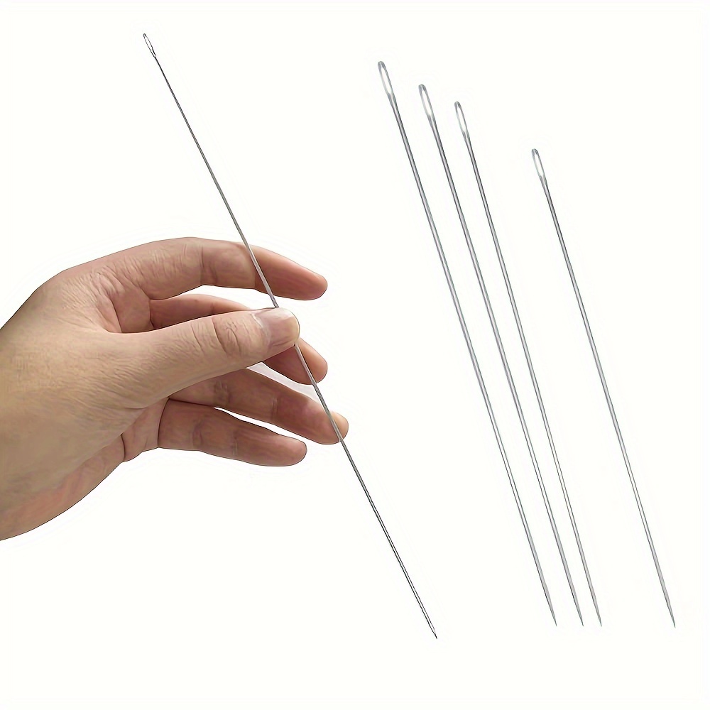 

4pcs Long Sewing Needles, Long Straight Upholstery Hand Needles, Hand Sewing Needles, For Home Upholstery, Carpet, Leather, Canvas Repair Stitching