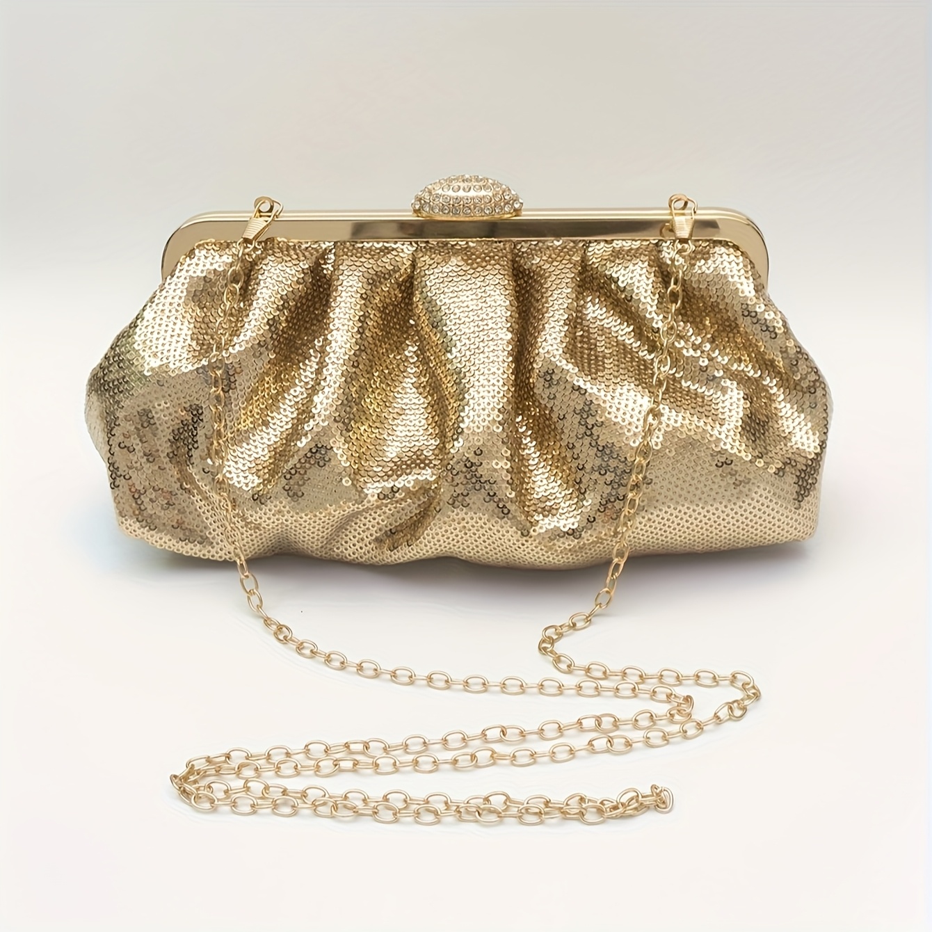 E-shop 578 Funkelnde Pailletten-Plissee Abendtasche Cloud Bag Geeignet für Damen Hochzeitsparty Tanzzeremonie und Andere Formelle Anlässe Einfarbige