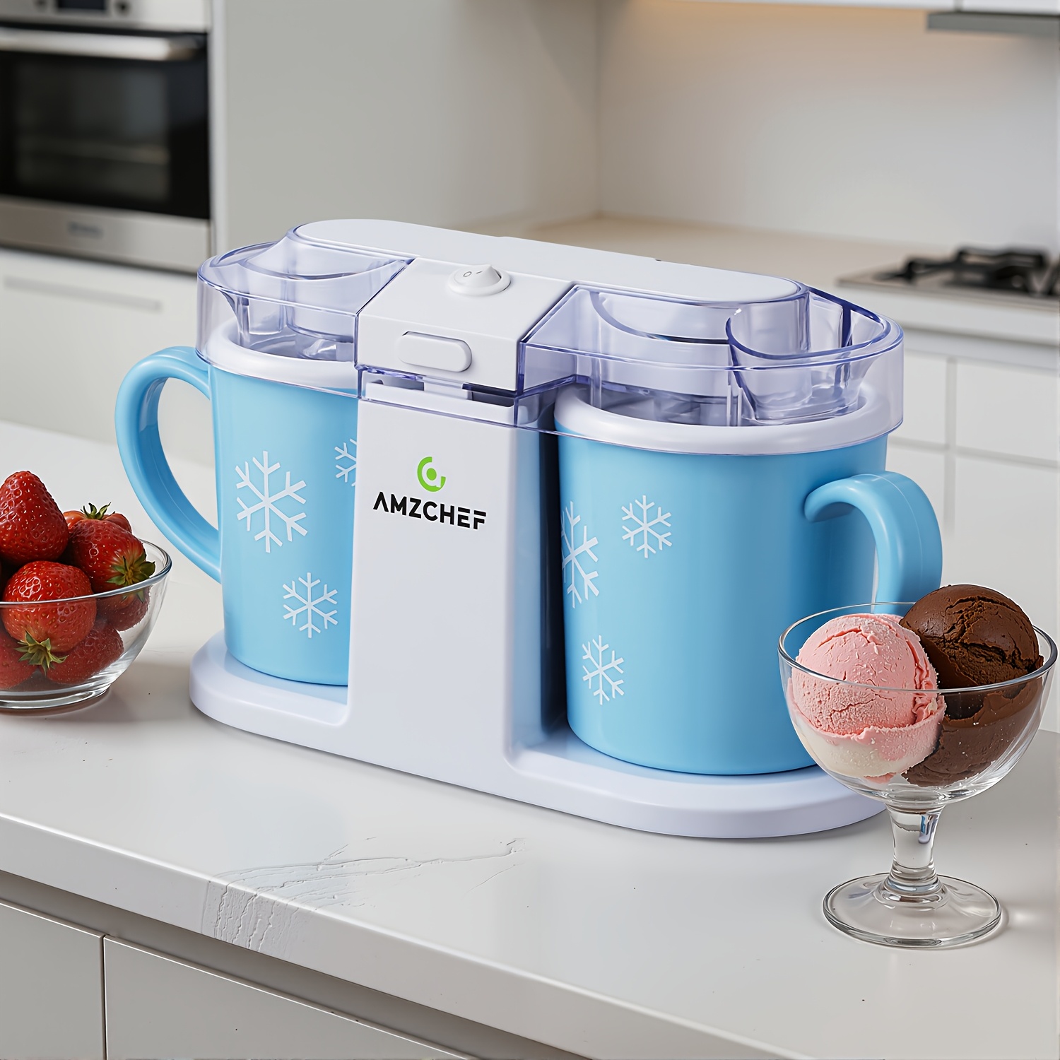 Maker - 33.8oz Dual-cup Design, Easy Clean Dessert Maker For Ice Cream, Yogurt, & Smoothies, , Simple Operation, Great Holiday Gift